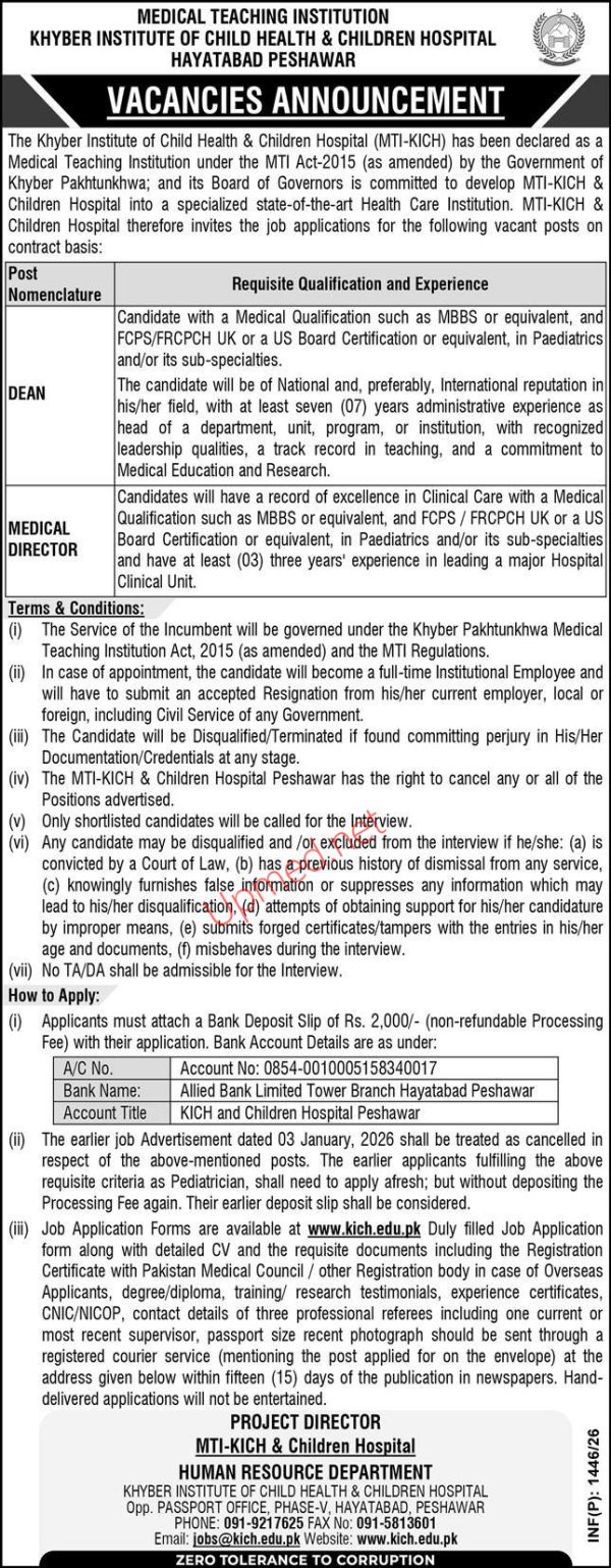Khyber Institute of Child Health & Children Hospital Peshawar – UPMED