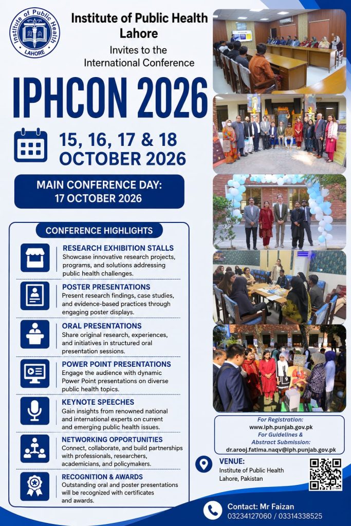 Poster: IPHCON 2026: International Conference, Institute of Public Health Lahore